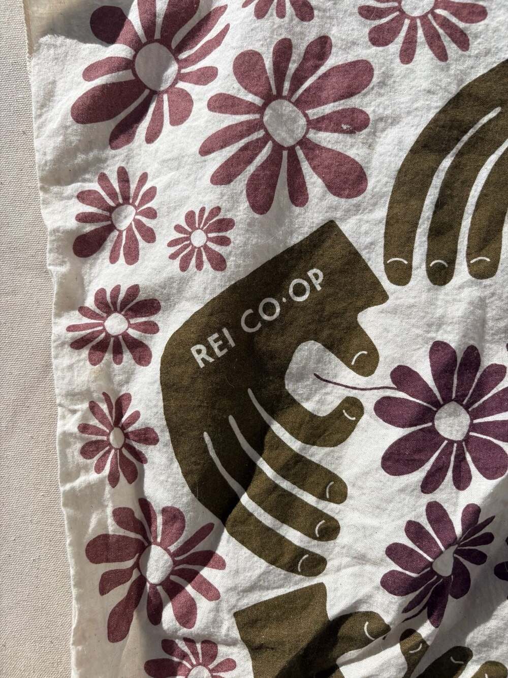 REI Co-op Organic Cotton scarf with Floral and Hand Design